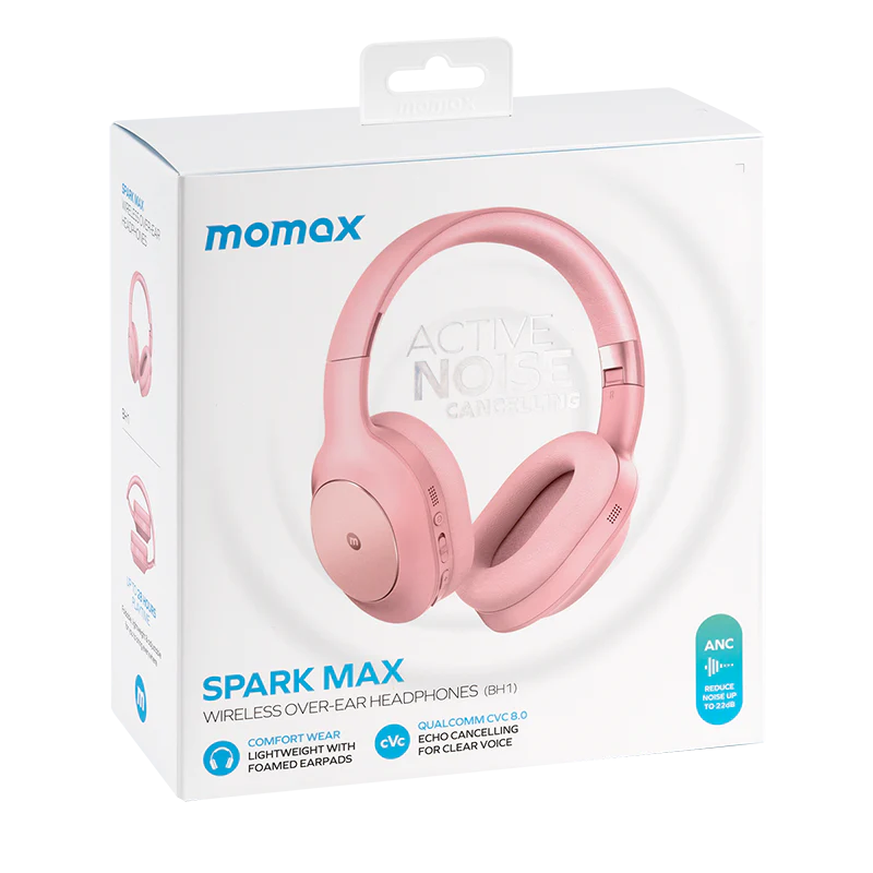 سماعة موماكس سبارك ماكس BH1M اللاسلكية بتقنية الغاء الضوضاء | Momax Spark Max BH1M Wireless Over-Ear Headphones with ANC