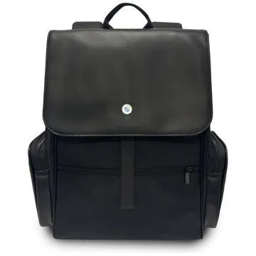 BMW Side Pockets Metal Logo Laptop Backpack 15" Nylon & PU – Black | حقيبة ظهر BMW بجيوب جانبية وشعار معدني لاب توب 15 بوصة أسود
