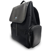BMW Side Pockets Metal Logo Laptop Backpack 15" Nylon & PU – Black | حقيبة ظهر BMW بجيوب جانبية وشعار معدني لاب توب 15 بوصة أسود