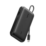 باور بانك بيلكن ألترا تشارج بسعة 10000 مللي أمبير وقدرة 45 واط مع كابل USB-C مدمج وشاشة - أسود | Belkin UltraCharge Power Bank 10000mAh 45W with Integrated USB-C Cable and Display - Black