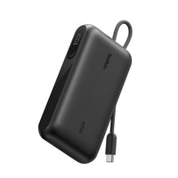 باور بانك بيلكن ألترا تشارج بسعة 10000 مللي أمبير وقدرة 45 واط مع كابل USB-C مدمج وشاشة - أسود | Belkin UltraCharge Power Bank 10000mAh 45W with Integrated USB-C Cable and Display - Black