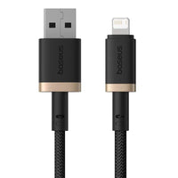 Baseus Dura Cable USB→iP 2.4A 1m Gold+Black | كابل بيسوس ديورا USB إلى آيفون 2.4 أمبير 1 متر ذهبي وأسود