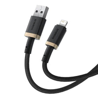 Baseus Dura Cable USB→iP 2.4A 1m Gold+Black | كابل بيسوس ديورا USB إلى آيفون 2.4 أمبير 1 متر ذهبي وأسود