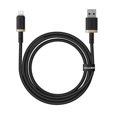 Baseus Dura Cable USB→iP 2.4A 1m Gold+Black | كابل بيسوس ديورا USB إلى آيفون 2.4 أمبير 1 متر ذهبي وأسود