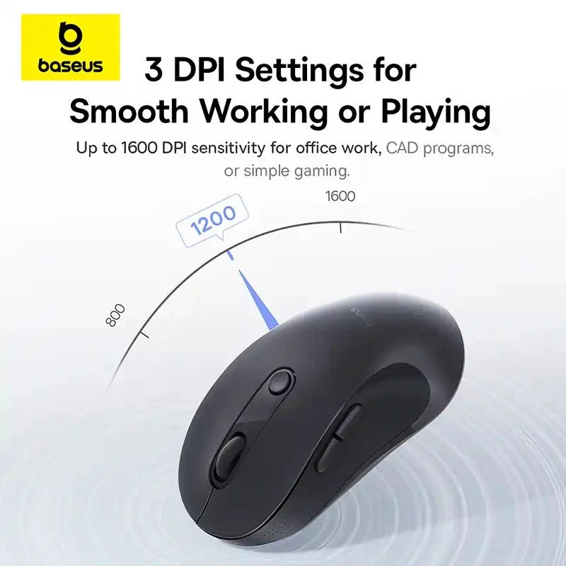 Baseus F02 Wireless Mouse Bluetooth Black - ماوس لاسلكي بيسوس F02 بلوتوث أسود