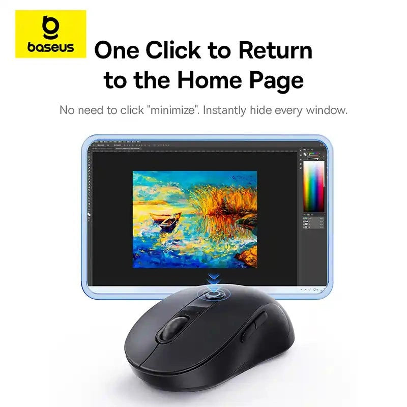 Baseus F02 Wireless Mouse Bluetooth Black - ماوس لاسلكي بيسوس F02 بلوتوث أسود