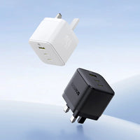 شاحن Baseus Palm 65W بمنفذين USB-C ومنفذ USB بقابس بريطاني أبيض - Baseus Palm Charger 2C+U 65W UK White