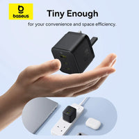 Baseus Palm Charger 2C+U 65W UK Black (With Cable C→C 100W 1m Black) | شاحن بيسوس بالم 2C+U 65 واط UK أسود