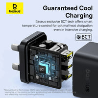 Baseus Palm Charger 2C+U 65W UK Black (With Cable C→C 100W 1m Black) | شاحن بيسوس بالم 2C+U 65 واط UK أسود