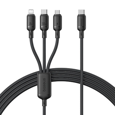 Baseus Silky 3-in-1 Cable USB-C→M+L+C 100W 1.5m Black | كابل بيسوس سيلكي 3 في 1 USB-C→M+L+C 100 واط 1.5 متر أسود
