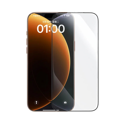 Baseus iPhone 17 Pro Crystalline HD Tempered Glass Screen Protector - واقي شاشة زجاجي عالي الدقة مع صينية تركيب مانعة للغبار لآيفون 17 برو من بيسوس