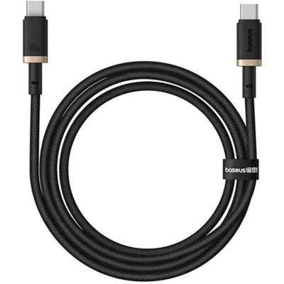 كابل Baseus Dura C إلى C 100W 1م ذهبي وأسود - Baseus Dura Cable C to C 100W 1m Gold+Black