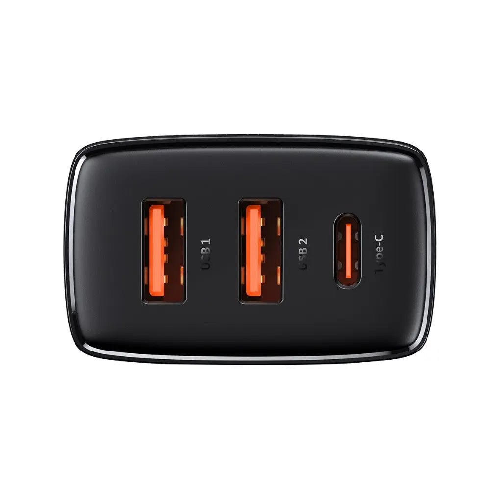 Baseus EnerFill FN11 Fast Charger 2U+C 30W - Cosmic Black | شاحن بيسوس إنرفيل 30 واط شحن سريع 3 منافذ - أسود كوزميك