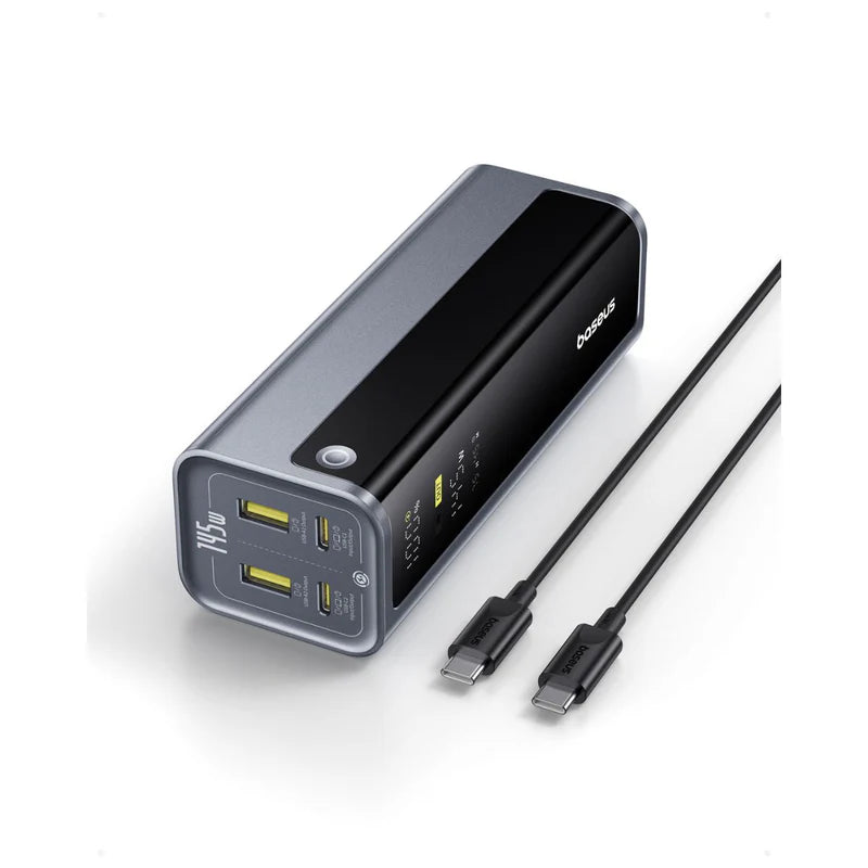 Baseus EnerGeek GP12 Power Bank 20800mAh 145W Grey - باور بانك بيسوس انرجيك 20800 رمادي مع كيبل
