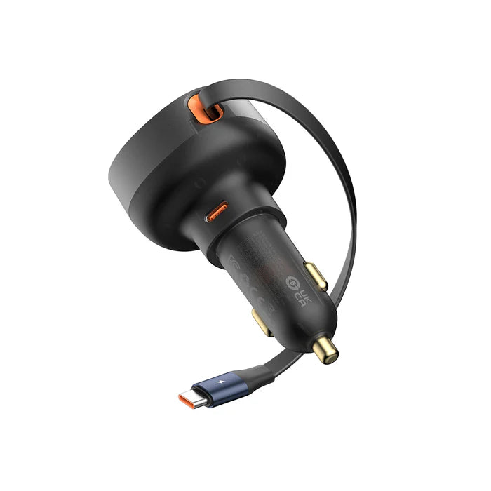 شاحن سيارة إينجويمنت برو 60 واط مع كابل Type-C قابل للسحب وشحن سريع | Enjoyment Pro 60W Car Charger with Retractable Type-C Cable Fast Charging