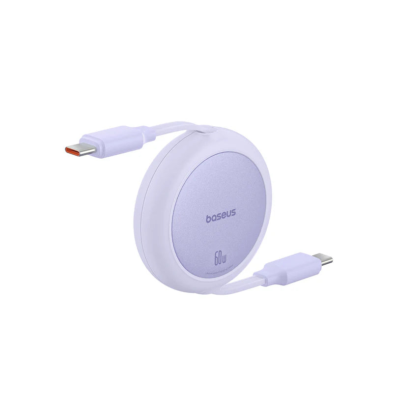 Baseus Free2Pull Mini Cable C-C 60W 1m Purple - كابل بيسوس قابل للسحب
