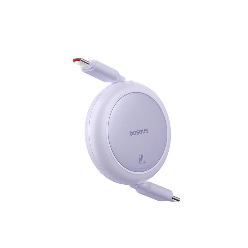 Baseus Free2Pull Mini Cable C-C 60W 1m Purple - كابل بيسوس قابل للسحب