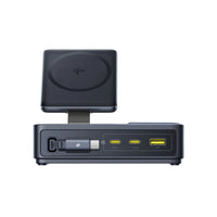 شاحن بيسوس نوموس المكتبي 5 في 1 Baseus Nomos 5-in-1 Desktop Charger 140W UK with Qi2 + Retractable Cable + Display Black