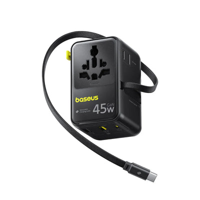 Baseus PicoGo AG11 Universal Travel Adapter 2AC+2U+2C 45W | محول سفر عالمي بيسوس بيكو جو 6 منافذ 45 واط