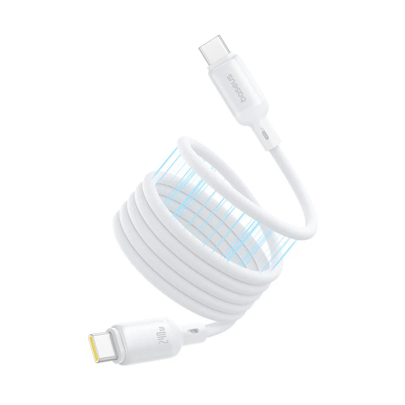 Baseus PicoGo Magnetic Cable Type-C to Type-C 240W 1m White | كابل بيسوس بيكو جو المغناطيسي تايب سي 240 واط 1 متر أبيض