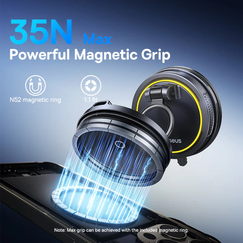 Baseus PrimeTrip VC2 Flex Pro Magnetic Car Charger 15W Wireless | حامل وشاحن سيارة بيسوس برايم تريب VC2 فليكس برو مغناطيسي لاسلكي 15 واط