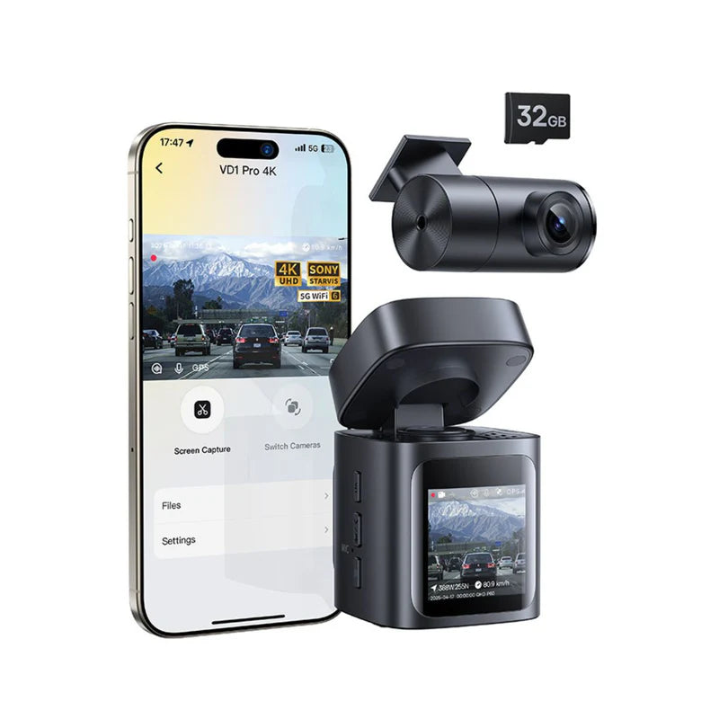Baseus PrimeTrip VD1 Dash Cam 3K+1080p Black - كاميرا سيارة بيسوس برايم تريب VD1 دقة 3K سوداء