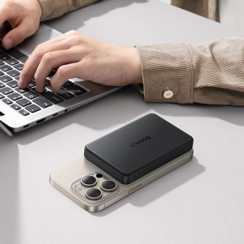 بطارية بيسوس إيربو 2 المغناطيسية Baseus Airpow II Qi2 Magnetic Power Bank 10000mAh 22.5W Black (With Cable C→C 30cm)