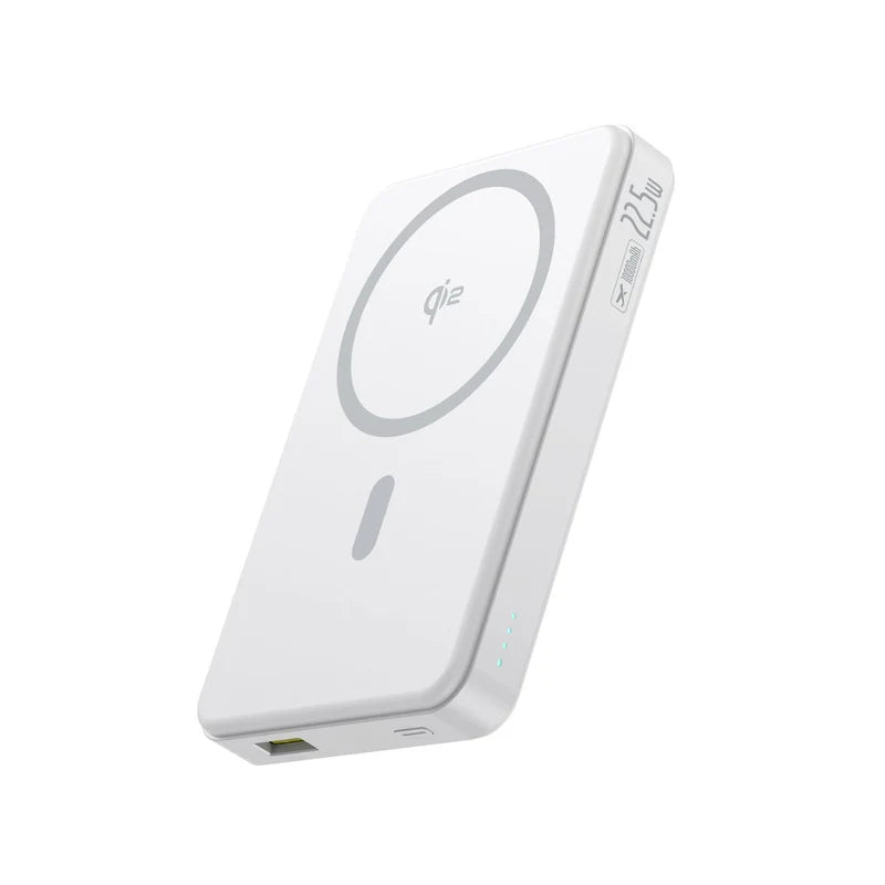 Baseus Airpow II Qi2 Magnetic Power Bank 10000mAh 22.5W White with Cable | بنك طاقة بيسوس Airpow II مغناطيسي 10000 مللي أمبير 22.5 واط أبيض مع كابل