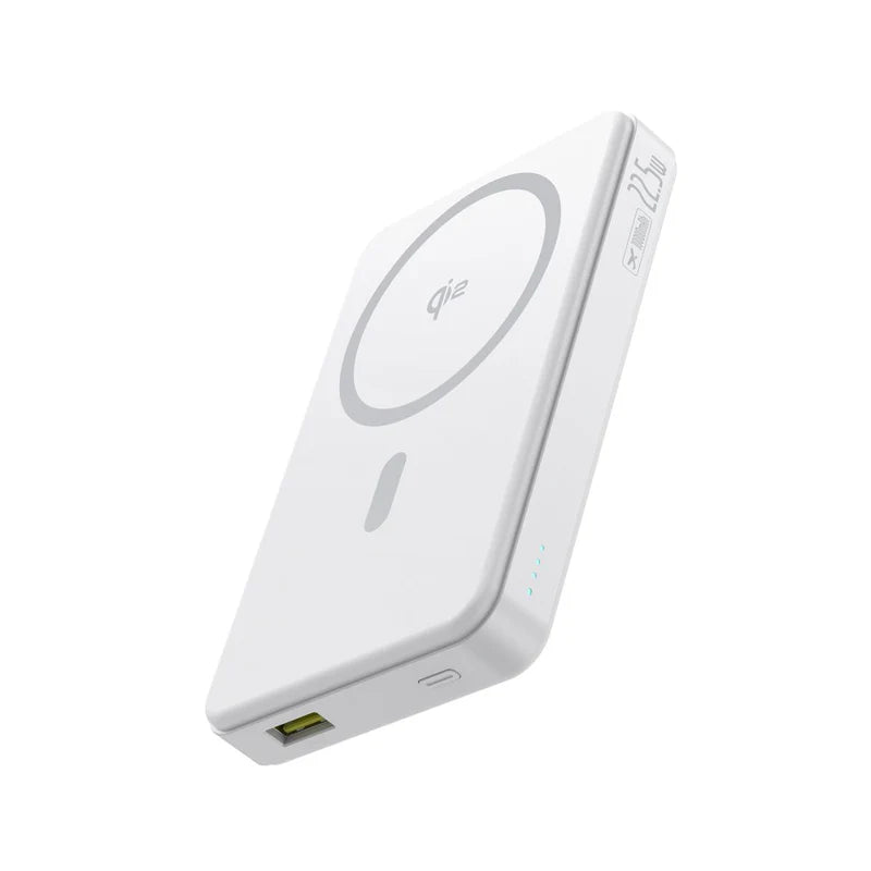 Baseus Airpow II Qi2 Magnetic Power Bank 10000mAh 22.5W White with Cable | بنك طاقة بيسوس Airpow II مغناطيسي 10000 مللي أمبير 22.5 واط أبيض مع كابل