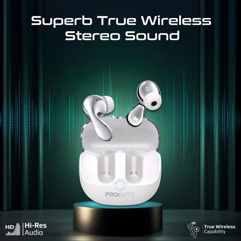 Promate Baton Hybrid ANC TWS Earbuds White-Angle
