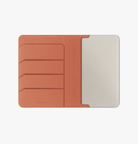 UNIQ Belmont vegan leather passport holder Terracotta Ivory - open view