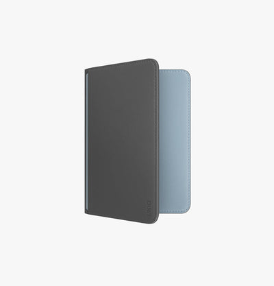 UNIQ Belmont Find My vegan leather passport holder Charcoal Washed Blue