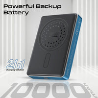 Promate Blade-10 MagSafe Aluminum Power Bank 10000mAh 15W Blue-Attached