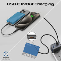 Promate Blade-5 MagSafe Aluminum Power Bank 5000mAh 9mm Slim Blue-In Hand