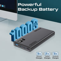Promate Bolt-10PD Power Bank 10000mAh Dual USB-C 22.5W Black-Angle
