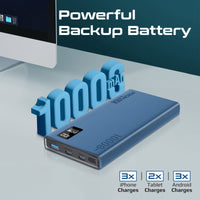 Promate Bolt-10PD Power Bank 10000mAh Dual USB-C 22.5W Blue-Angle