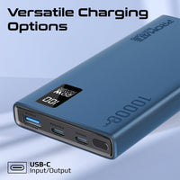 Promate Bolt-10PD Power Bank 10000mAh Dual USB-C 22.5W Blue-Ports
