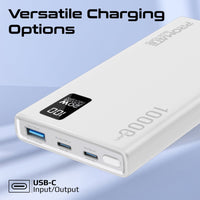 Promate Bolt-10PD Power Bank 10000mAh Dual USB-C 22.5W White-Ports