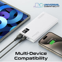 Promate Bolt-10PD Power Bank 10000mAh Dual USB-C 22.5W White-Charging