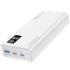 Promate Bolt-20PD Power Bank 20000mAh Dual USB-C 22.5W White-Front