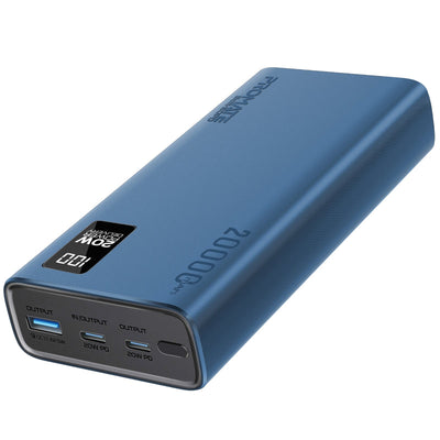 Promate Bolt-20PD Power Bank 20000mAh Dual USB-C 22.5W Blue-Front