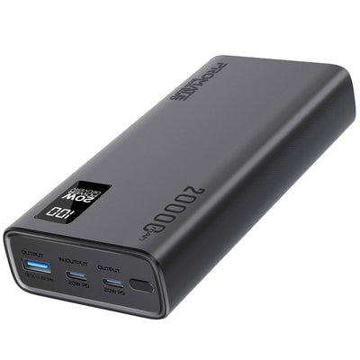 Promate Bolt-20PD Power Bank 20000mAh Dual USB-C 22.5W Black-Front