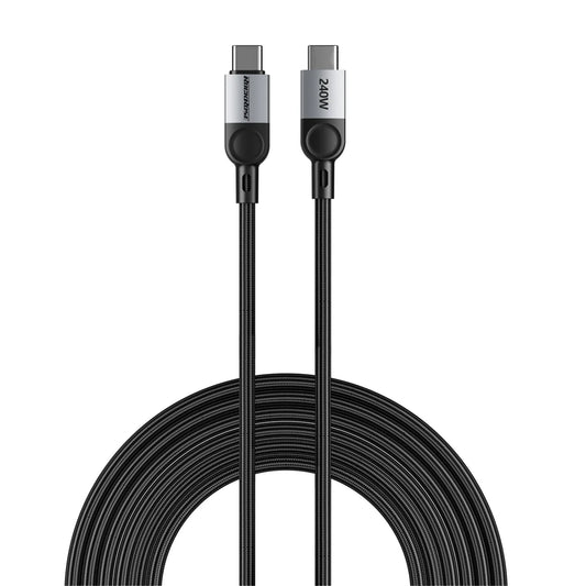 كيبل روك روز Sliverline  تايب سي إلى تايب سي بقدرة شحن 240 واط وبطول 2 متر | RockRose Sliverline CC Pro Max USB-C to USB-C Cable 240W 2m