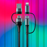 كابل هافيت CB6244 متعدد 4 في 1 بقدرة 60 واط بطول 1 متر - أسود ورمادي | Havit CB6244 4-in-1 Cable 60W 1M - Black & Gray