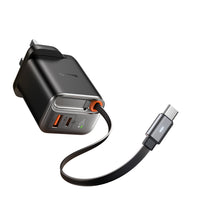 شاحن مكدودو فري جو GaN بقدرة شحن 40 واط مع كيبل تايب سي مدمج وشاشة عرض رقمية | MCDODO FreeGo 40W GaN Charger with Built-in 65cm Retractable USB-C Cable & Digital Display