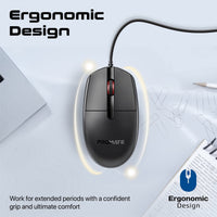 Promate CM-1200 ambidextrous wired mouse top view