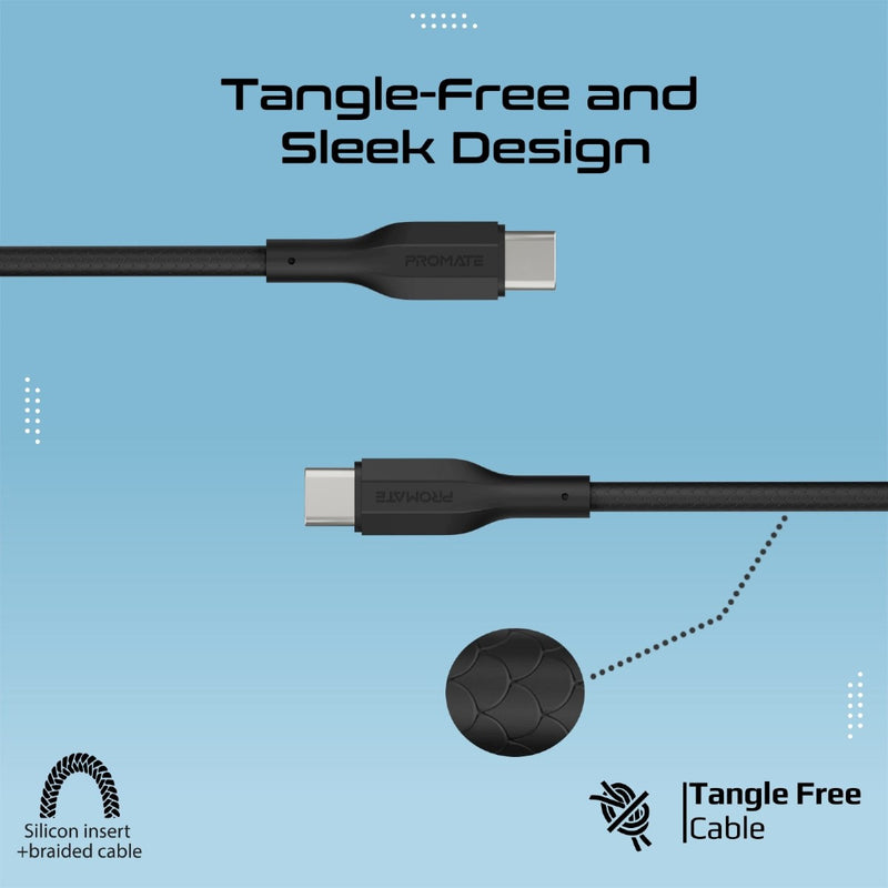 Promate CableKit-CC cable kit charging a laptop at 60W Power Delivery
