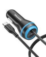 شاحن سيارة 60 واط بكابل USB-C مدمج ومنفذ USB-C | Moxedo