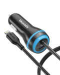 شاحن سيارة 60 واط بكابل Lightning مدمج ومنفذ USB-C | Moxedo