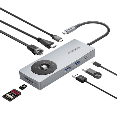 Promate ComandHub-Pro 14-in-1 USB-C hub with multimedia controls - main view